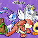 Splash page of the neopets Umi, Xweetok, Jubjub, Lupe, and Aisha